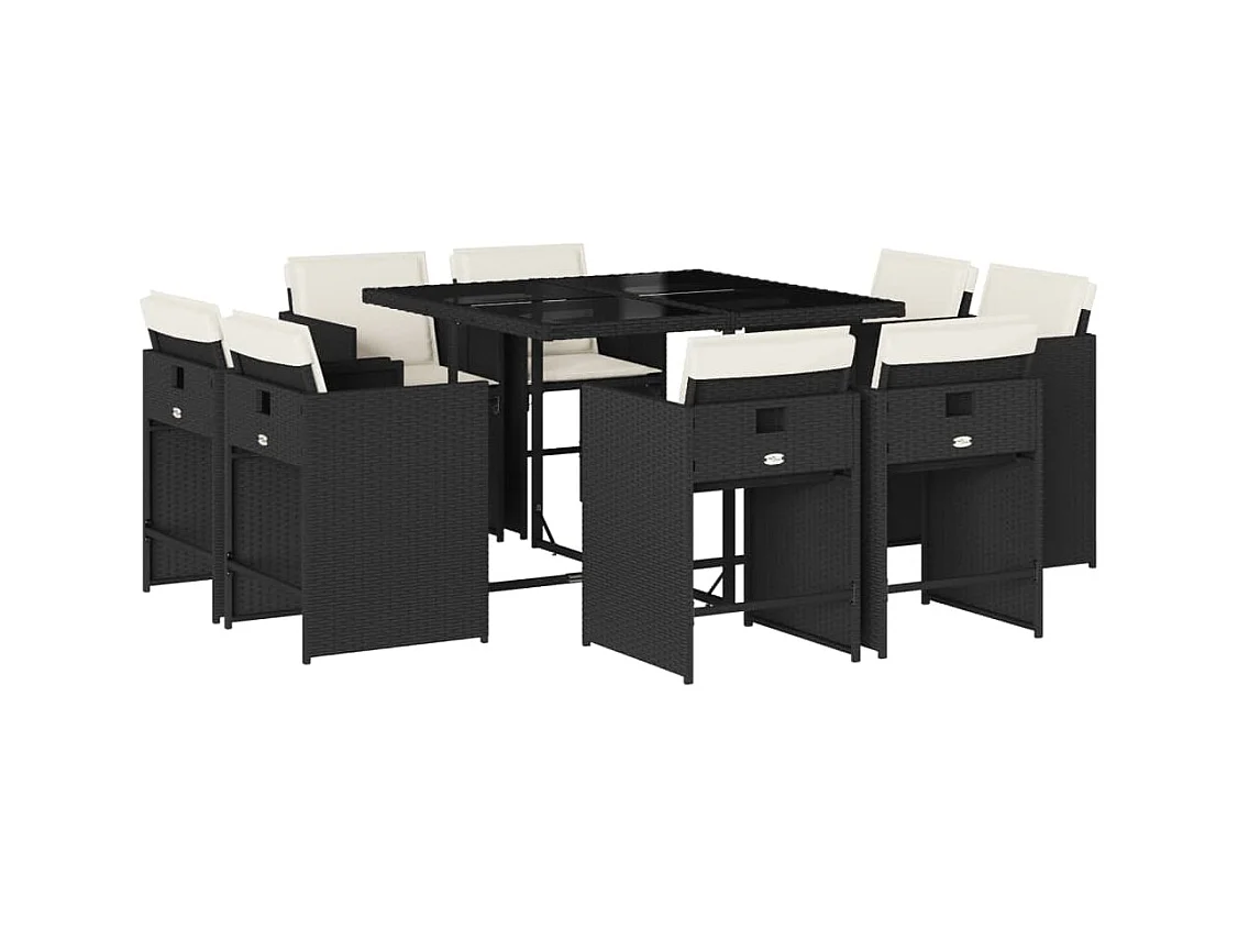 An Daingean  9-delige Tuinset poly rattan zwart