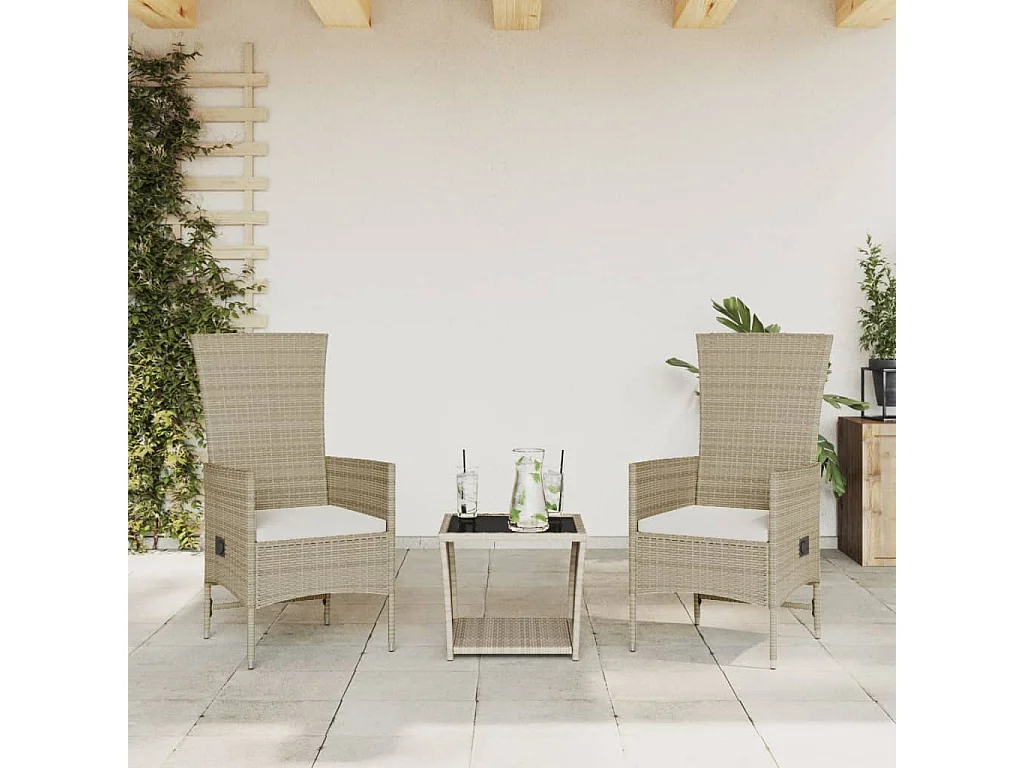 Gyra  3-delige Tuinset met kussens poly rattan beige