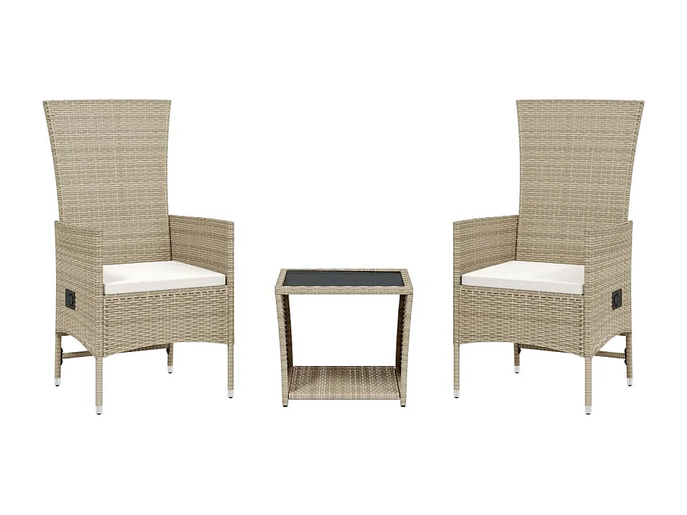 Gyra  3-delige Tuinset met kussens poly rattan beige