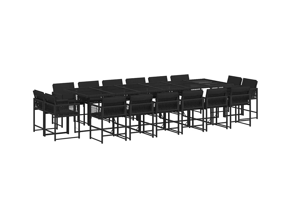 Emilia  Set de muebles jardín 17 pzas con cojines ratán sintético negro