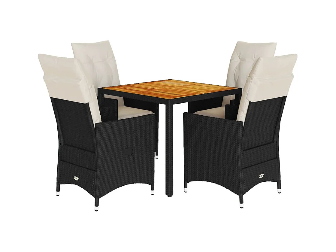 Carlisle  Ensemble à manger de jardin coussins 5pcs Noir Résine tressée