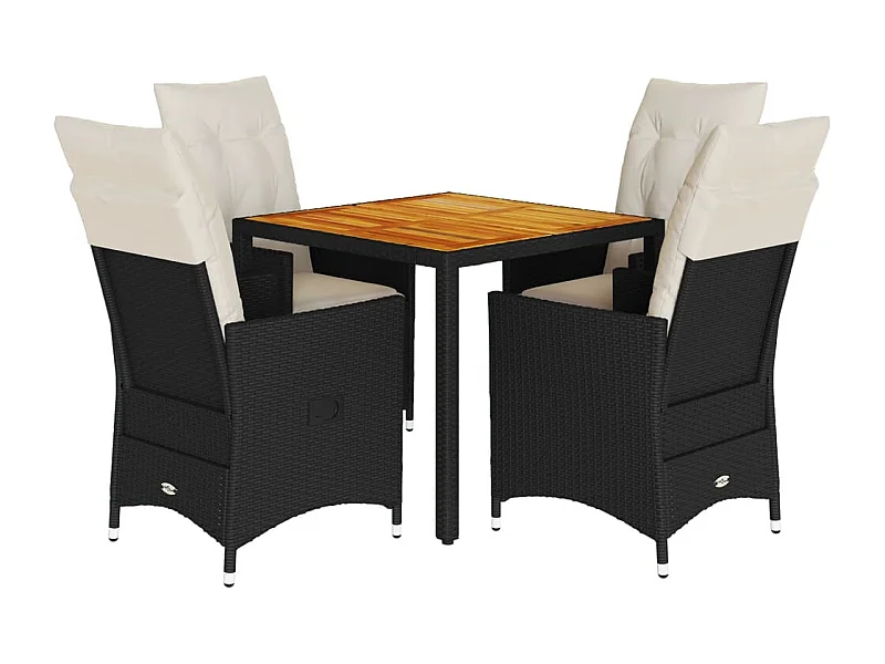 Carlisle  Ensemble à manger de jardin coussins 5pcs Noir Résine tressée