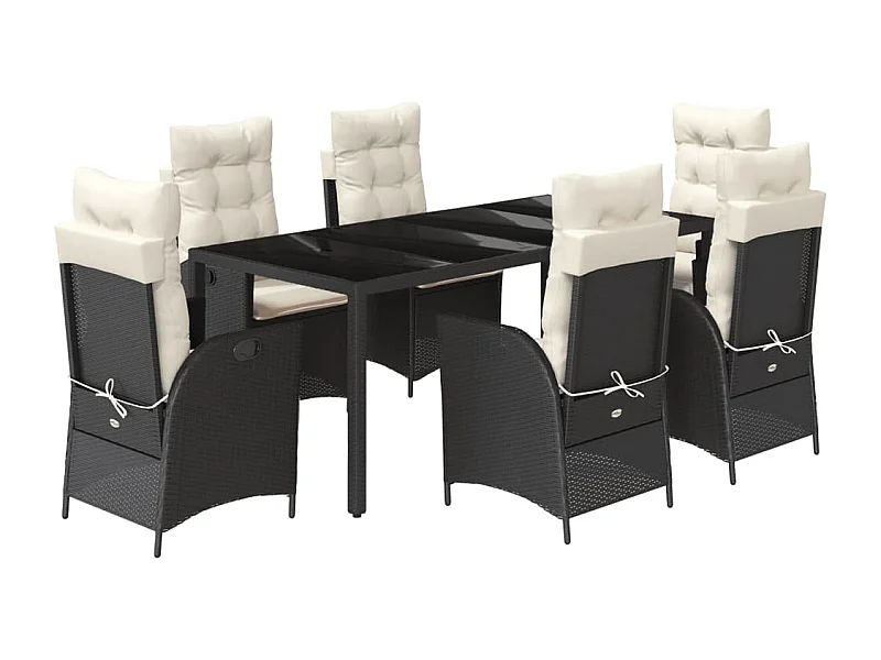 Chattanooga  7-delige Tuinset met kussens poly rattan zwart