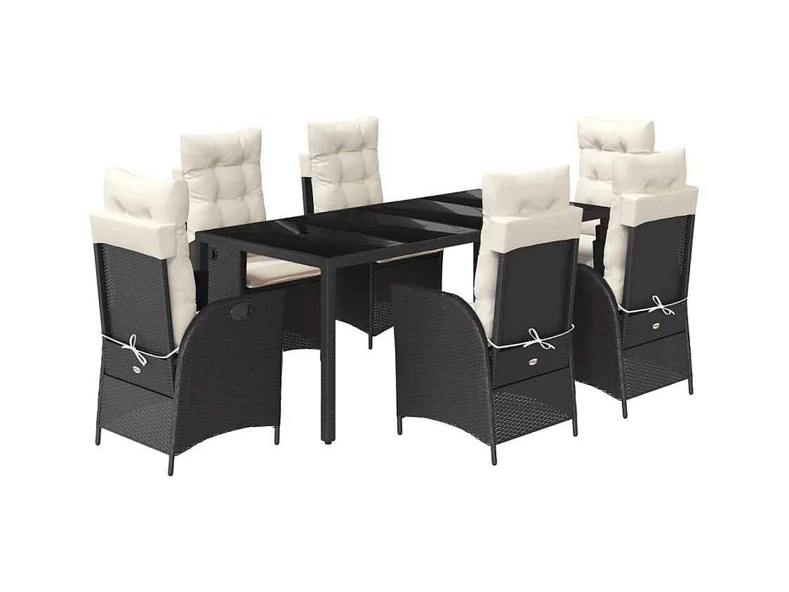 Chattanooga  7-delige Tuinset met kussens poly rattan zwart