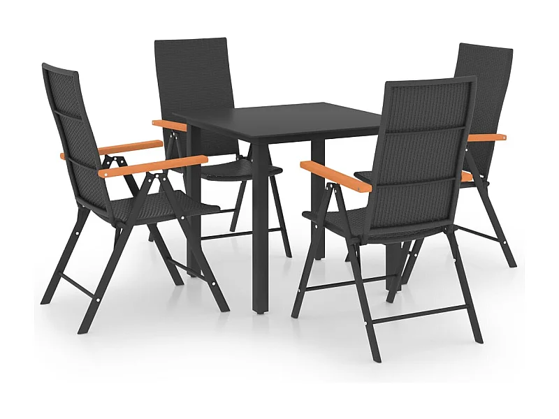 Volny  Ensemble à manger de jardin 5 pcs noir et marron