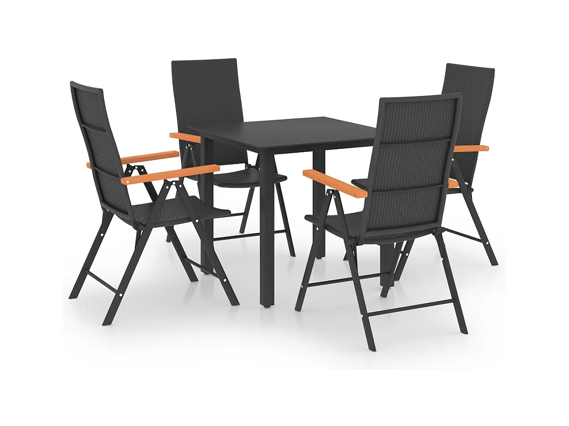 Volny  Ensemble à manger de jardin 5 pcs noir et marron