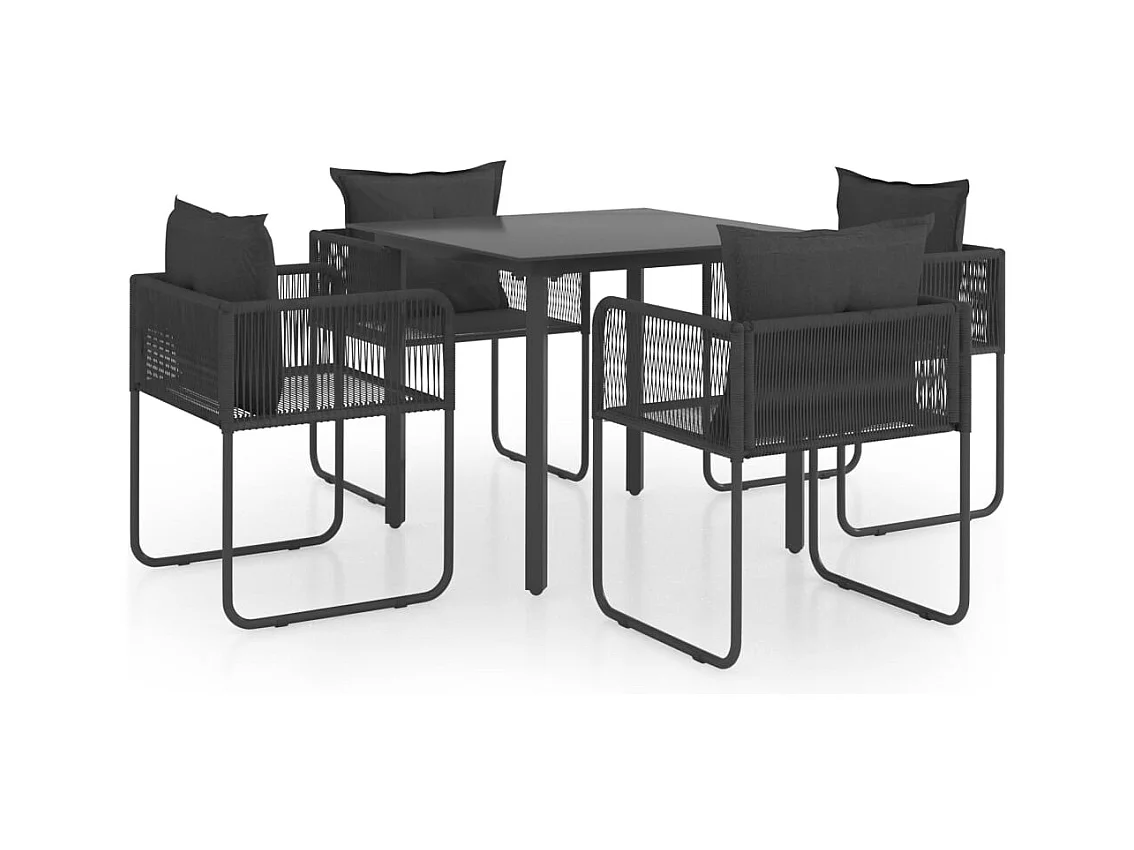 Bjornir  Ensemble à manger de jardin 5 pcs PVC résine tressée noir