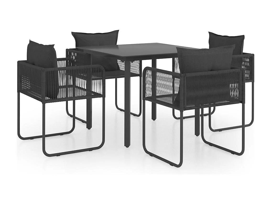 Bjornir  Ensemble à manger de jardin 5 pcs PVC résine tressée noir