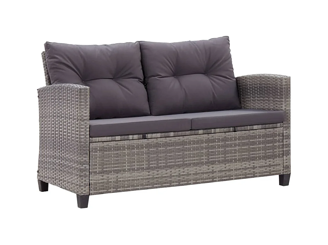 Tjorn  Set de comedor jardín 3 piezas con cojines ratán sintético gris