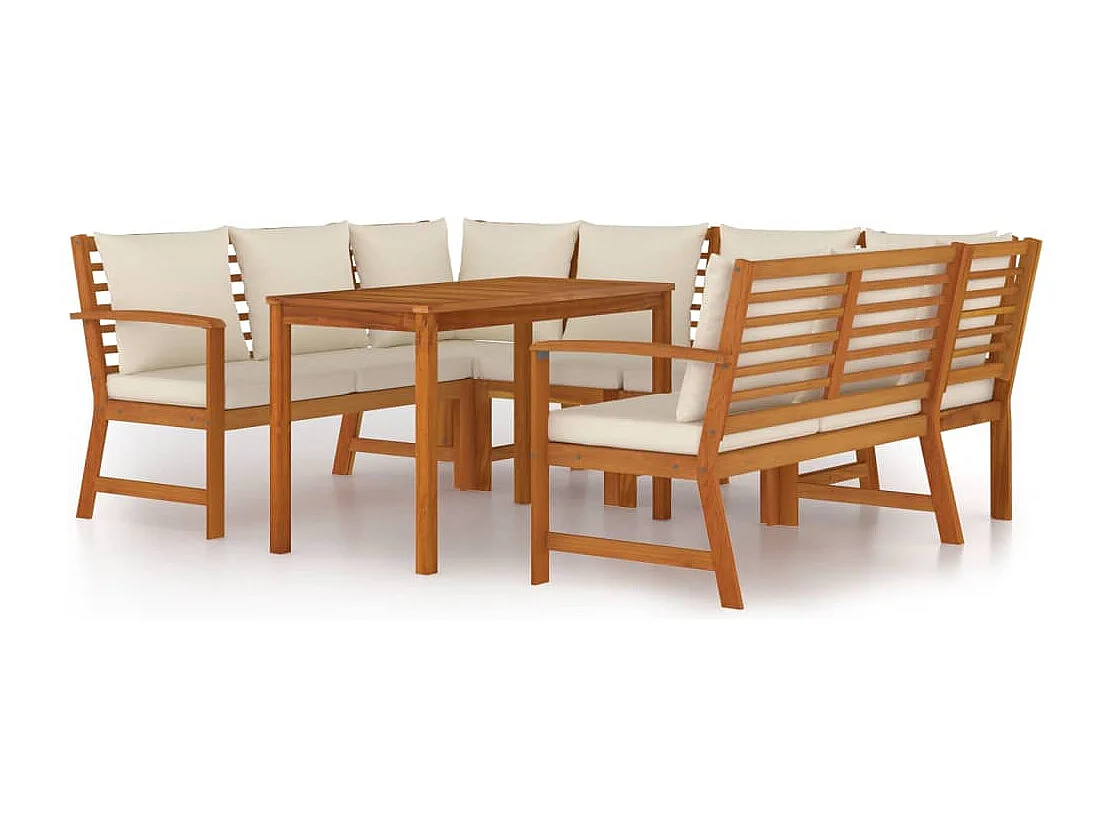 Prolenta Premium -  Ensemble à manger de jardin coussins 7 pcs Bois acacia