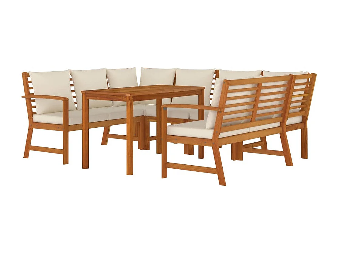 Prolenta Premium -  Ensemble à manger de jardin coussins 7 pcs Bois acacia