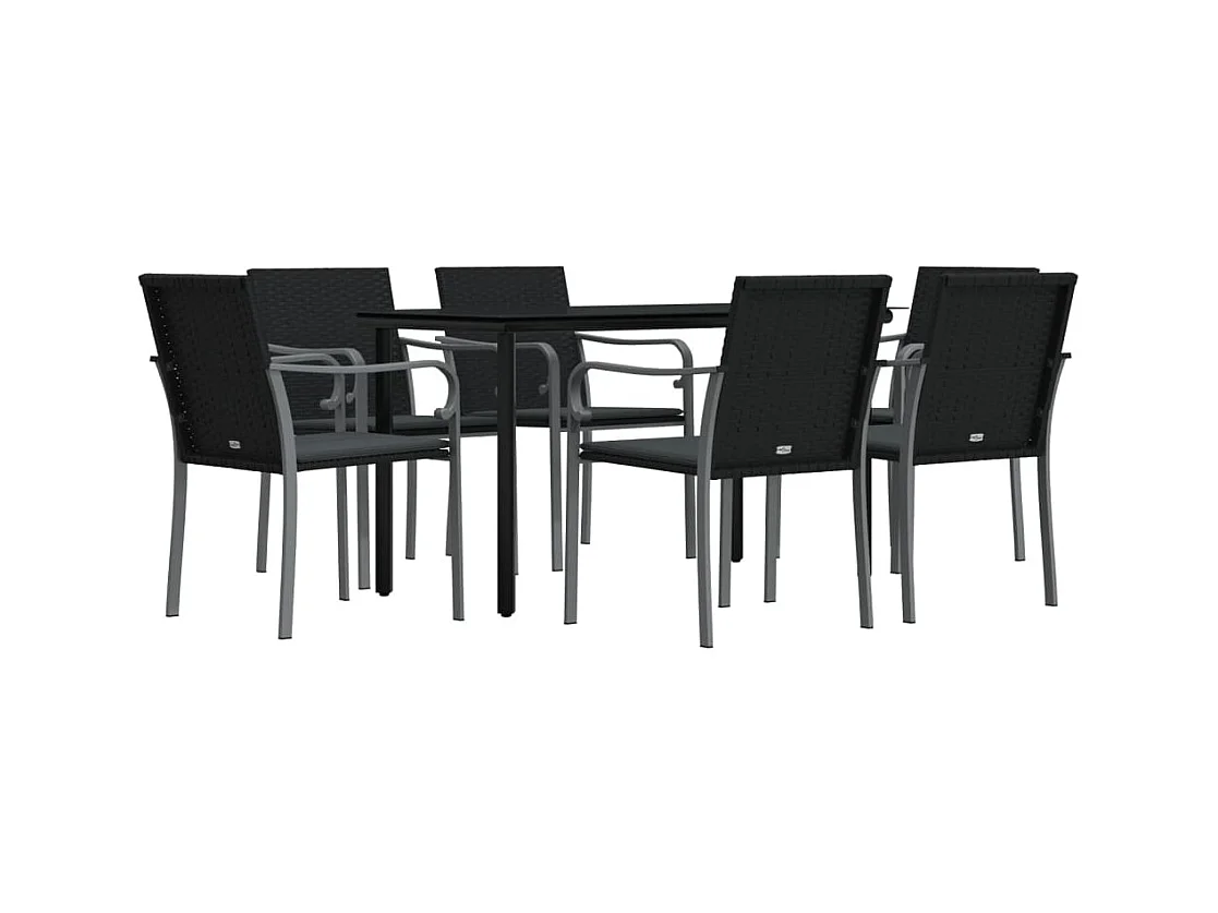 Leonie  Juego comedor jardín 7 piezas y cojines ratán sintético y acero