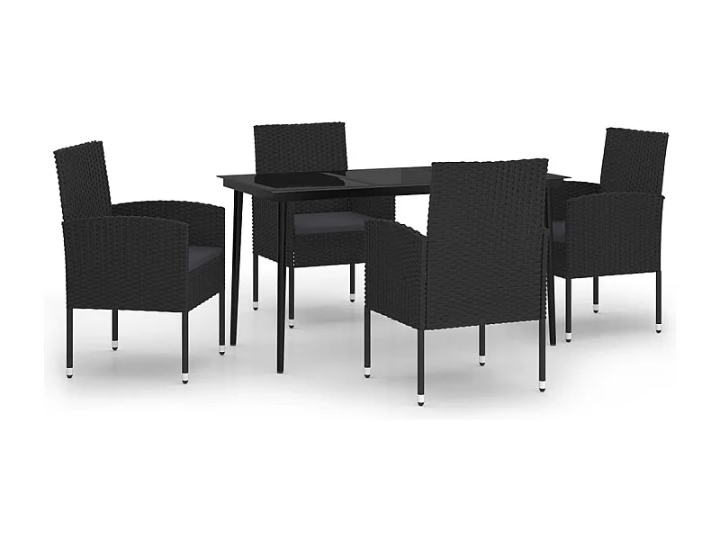 Nolira  Ensemble à manger de jardin 5 pcs Noir