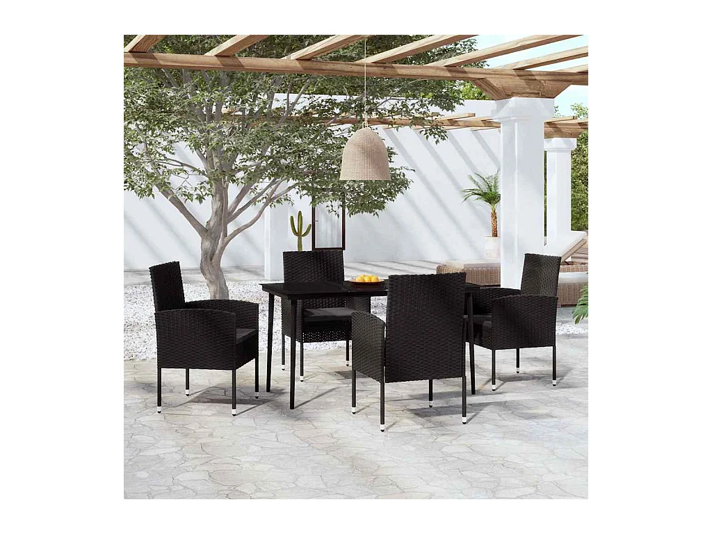 Nolira  Ensemble à manger de jardin 5 pcs Noir