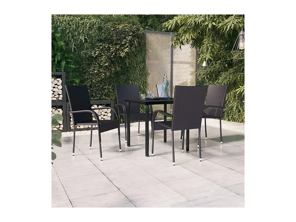 Stoughton  Ensemble à manger de jardin 5 pcs Noir