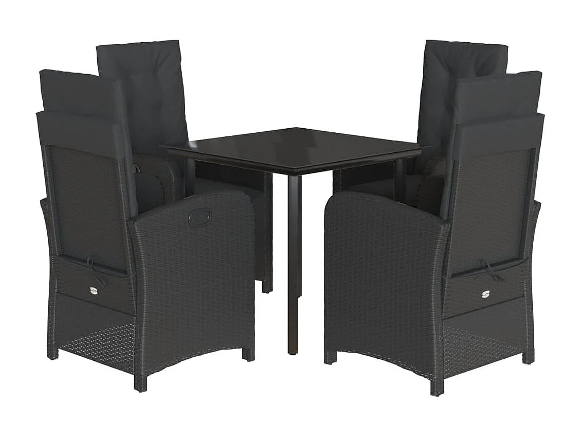 Claggan  5-delige Tuinset met kussens poly rattan zwart