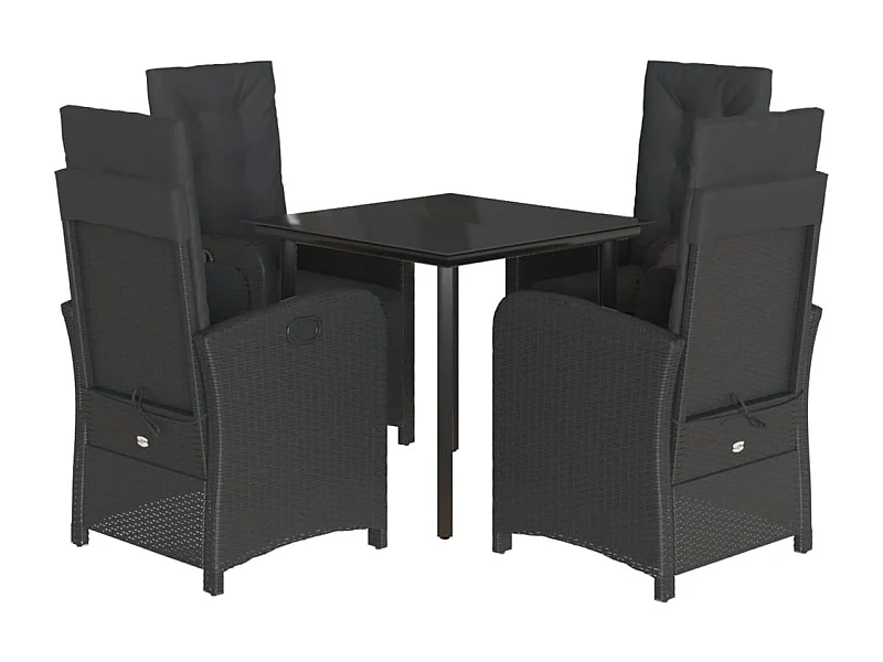 Claggan  5-delige Tuinset met kussens poly rattan zwart