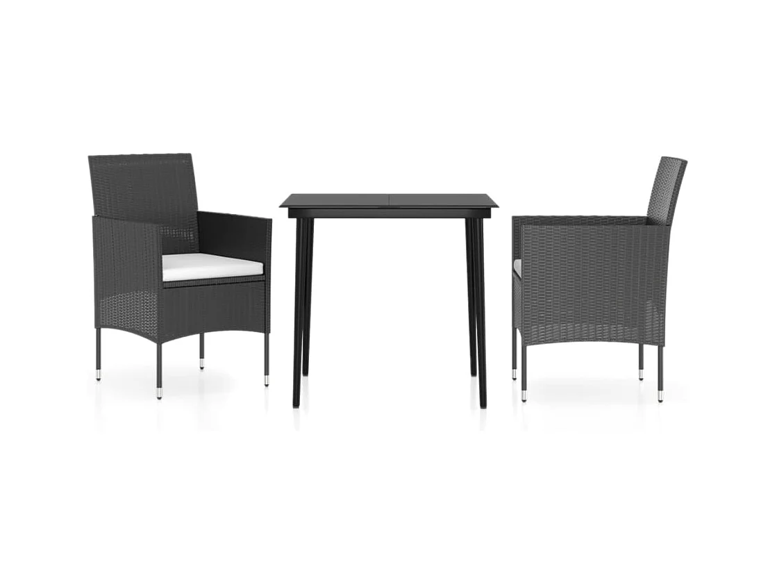 Cesarino  3-delige Tuinset met kussens zwart