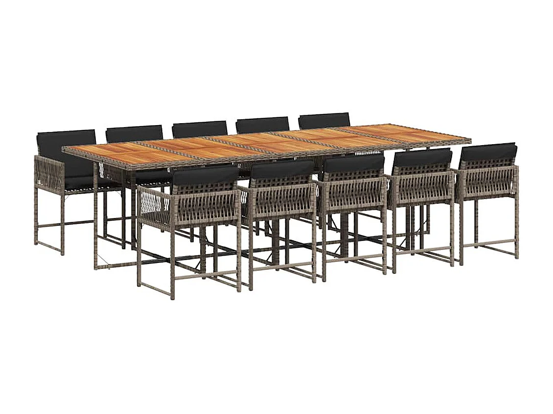 Sharif  11-delige Tuinset met kussens poly rattan grijs