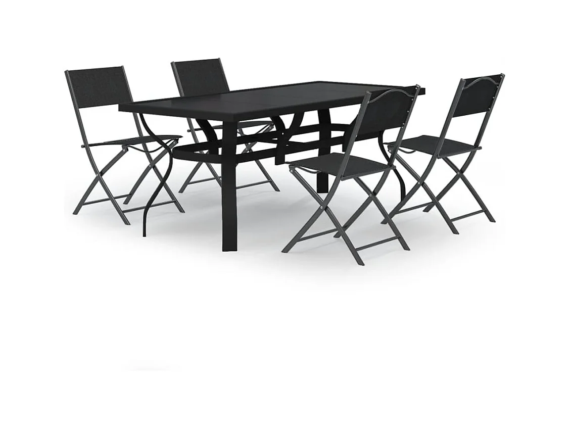 Cedar Key  Juego de comedor para jardín 5 piezas con cojines gris y negro