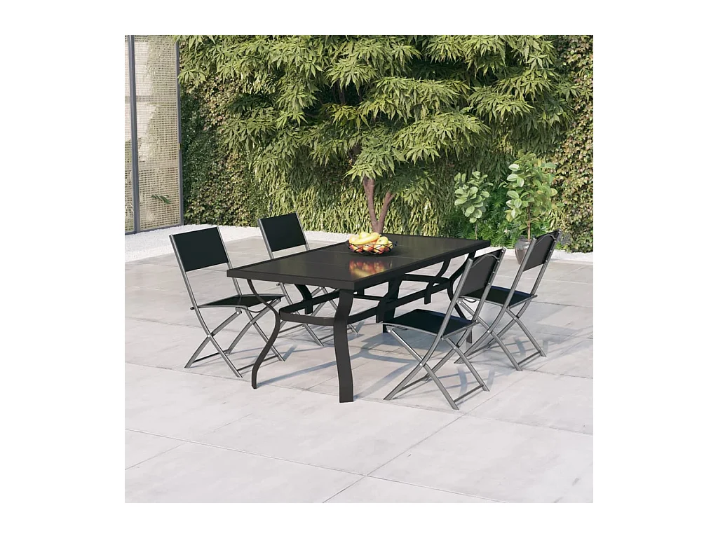 Cedar Key  Juego de comedor para jardín 5 piezas con cojines gris y negro