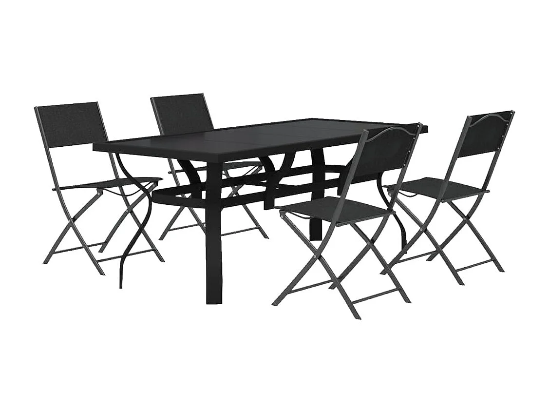 Cedar Key  Ensemble à manger de jardin 5 pcs Gris et noir