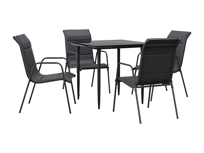 Årslev  5-delige Tuinset textileen en staal zwart