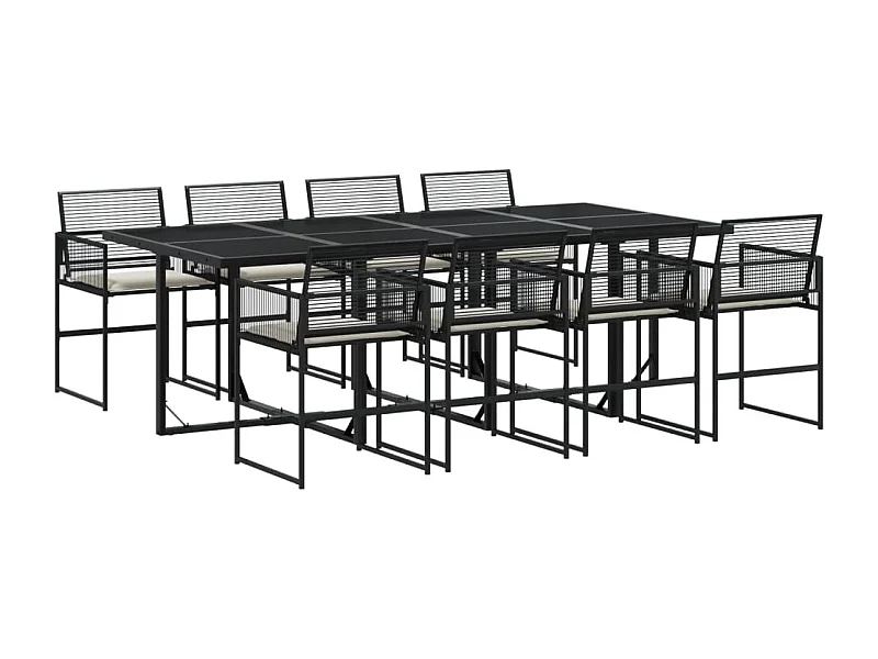 Robert-Luc  Set de comedor de jardín 9 pzas y cojines ratán sintético negro