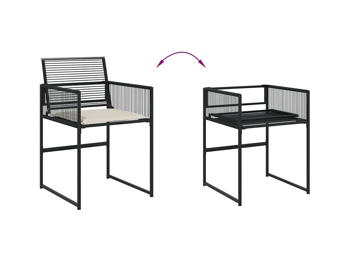 Robert-Luc  Set de comedor de jardín 9 pzas y cojines ratán sintético negro