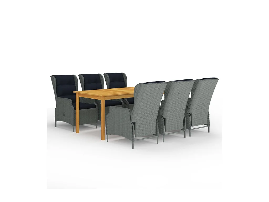 Hana  Ensemble à manger de jardin 7 pcs Gris clair