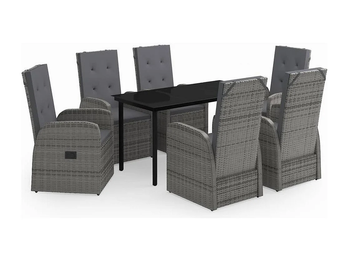 Batur  Ensemble à manger de jardin avec coussins 7 pcs Gris