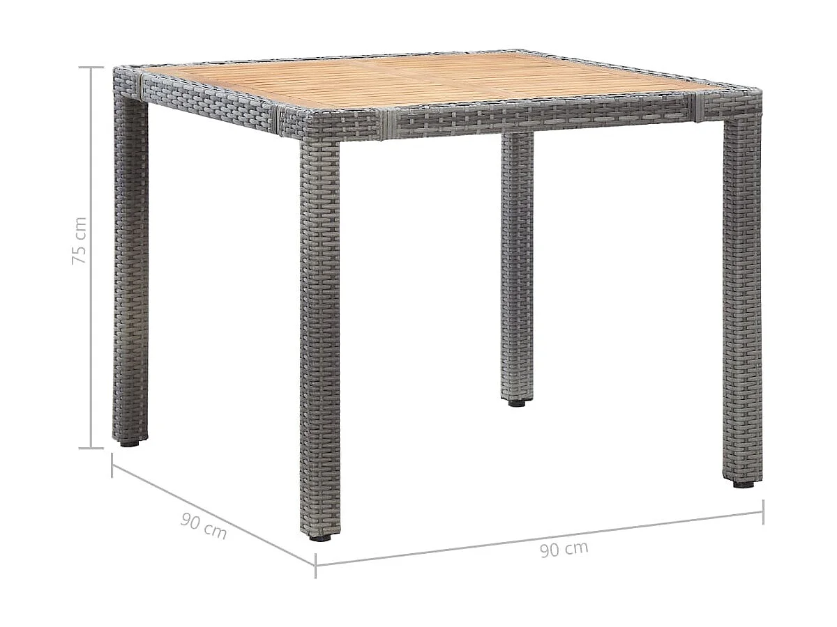 Kristof  Set de comedor para jardín 5 pzas cojines ratán sintético gris