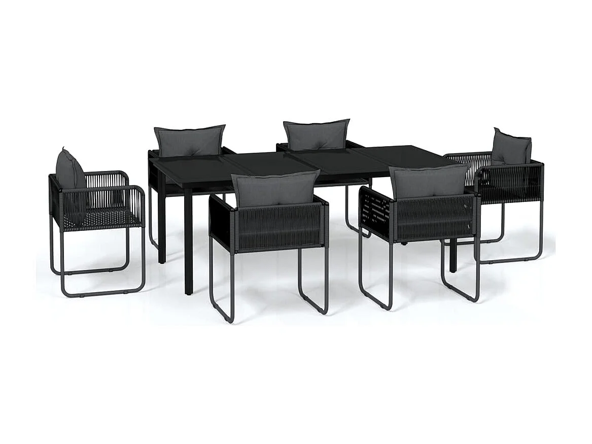 Scandicci  Ensemble à manger de jardin 7 pcs Noir