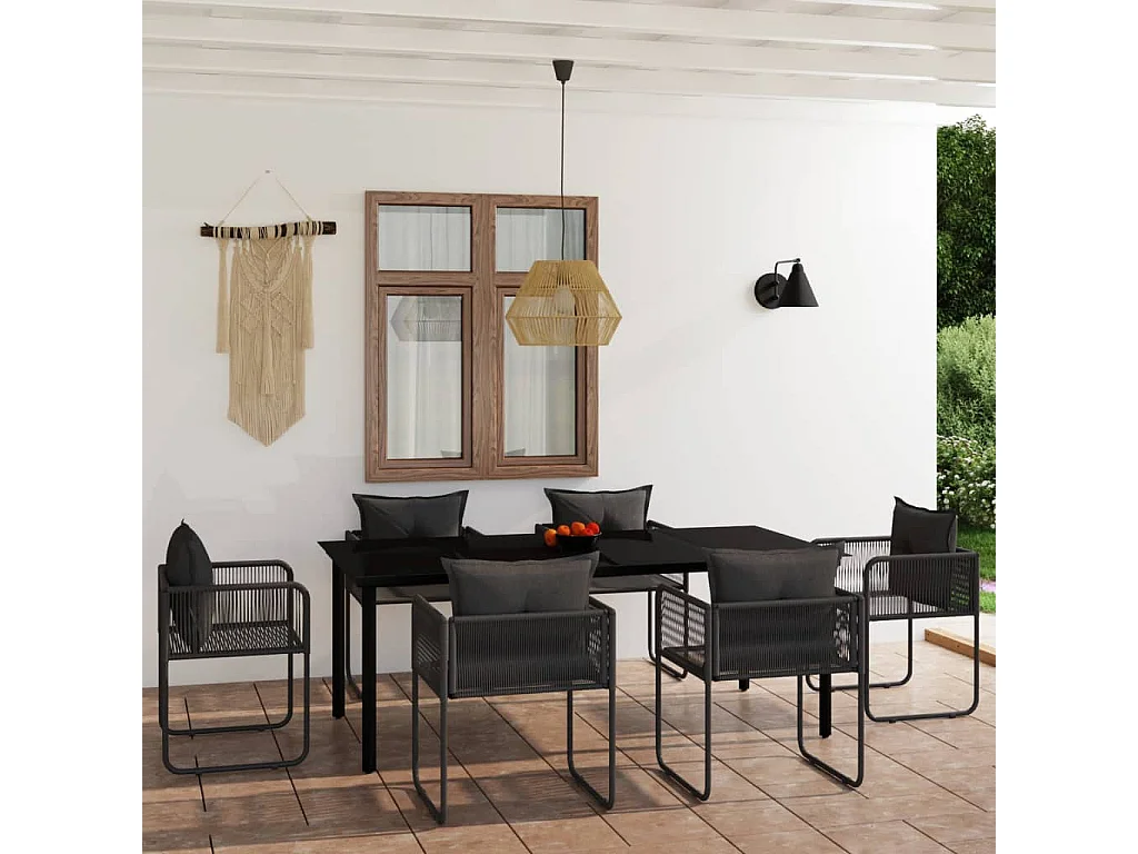 Scandicci  Ensemble à manger de jardin 7 pcs Noir