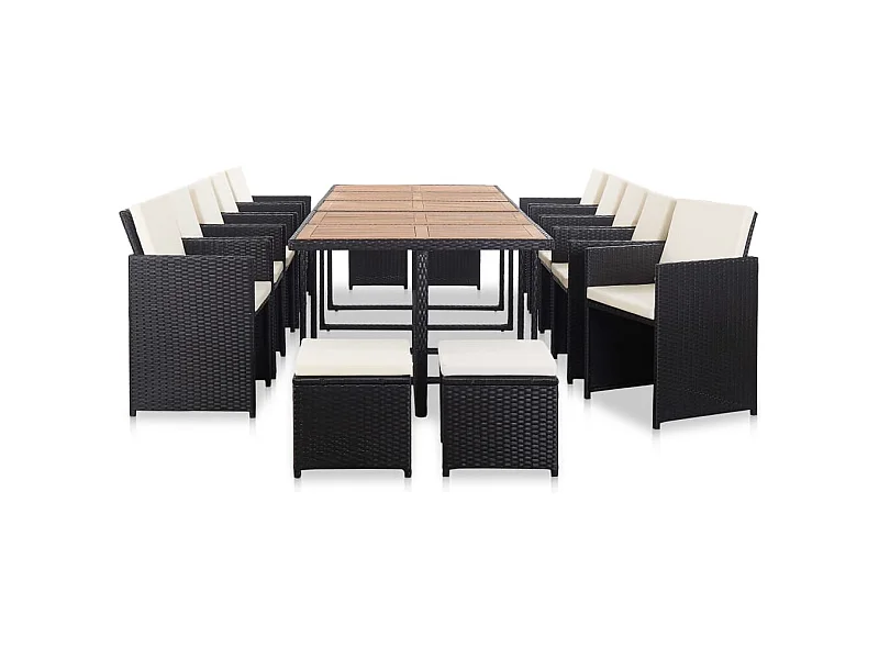 Niek  15-delige Tuinset met kussens poly rattan zwart