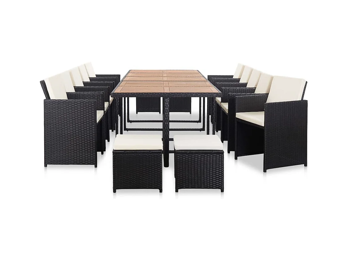 Niek  15-delige Tuinset met kussens poly rattan zwart