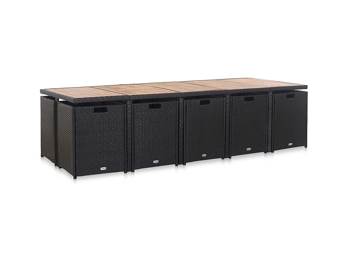 Niek  15-delige Tuinset met kussens poly rattan zwart