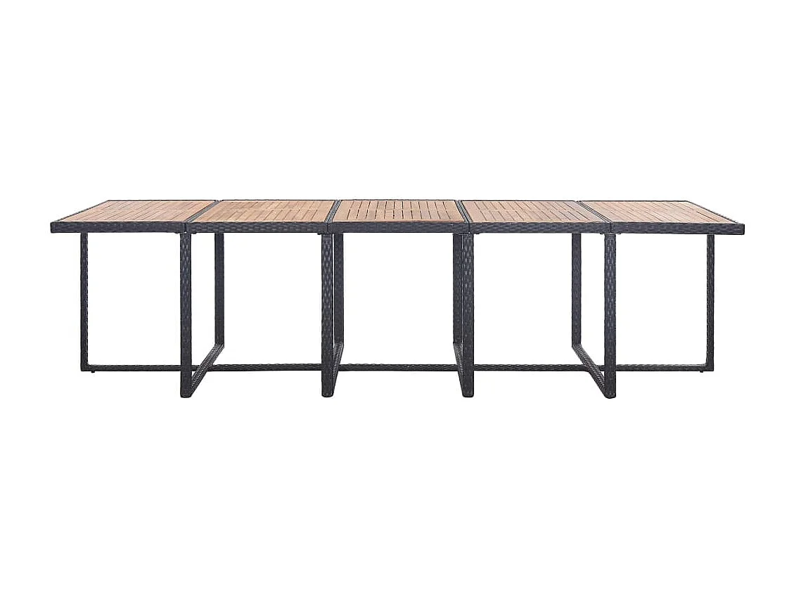 Niek  Ensemble à manger d'extérieur 15 pcs avec coussins rotin Noir