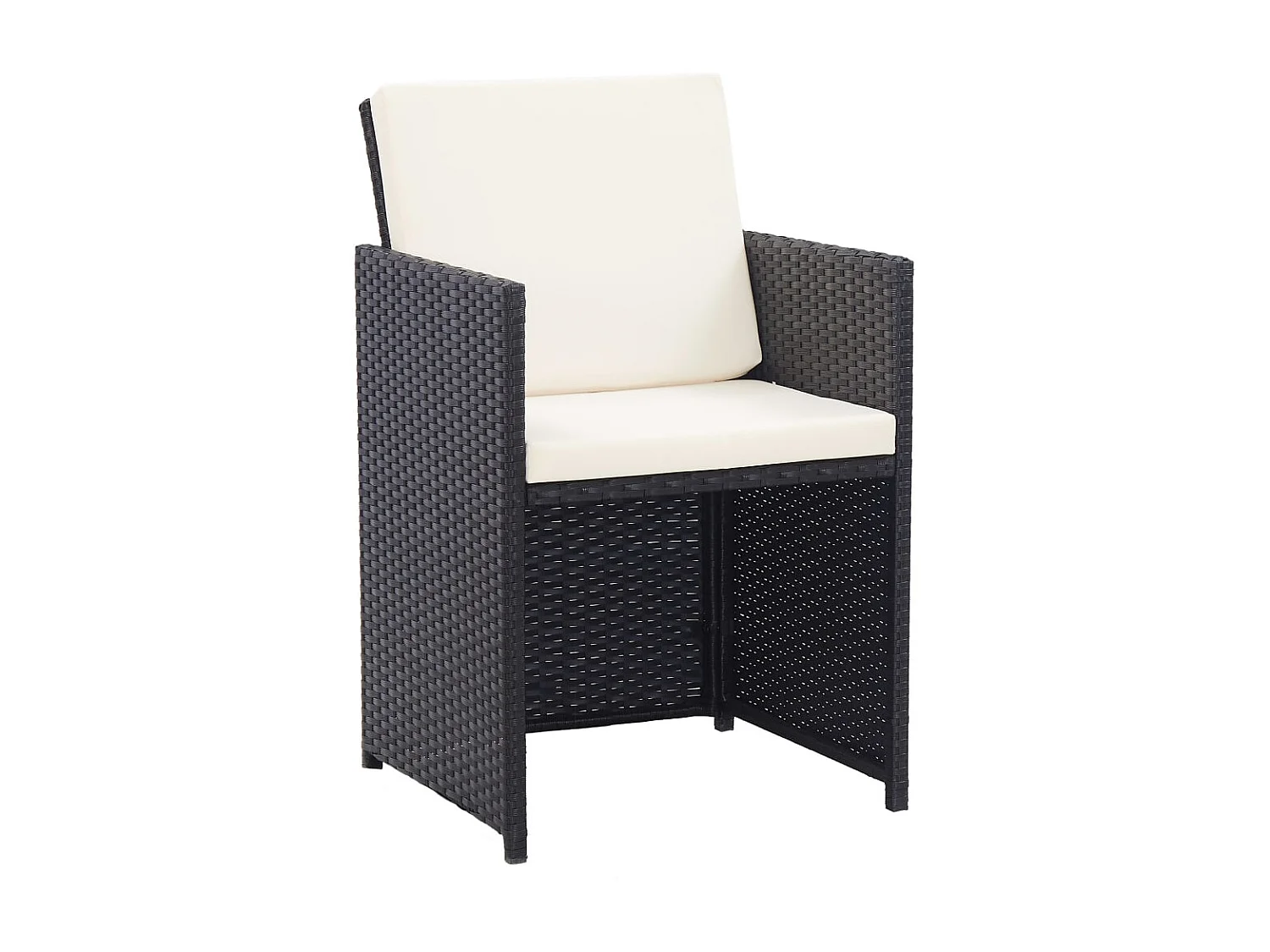 Niek  Ensemble à manger d'extérieur 15 pcs avec coussins rotin Noir