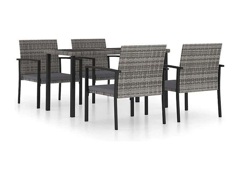 Tue  5-delige Tuinset poly rattan grijs