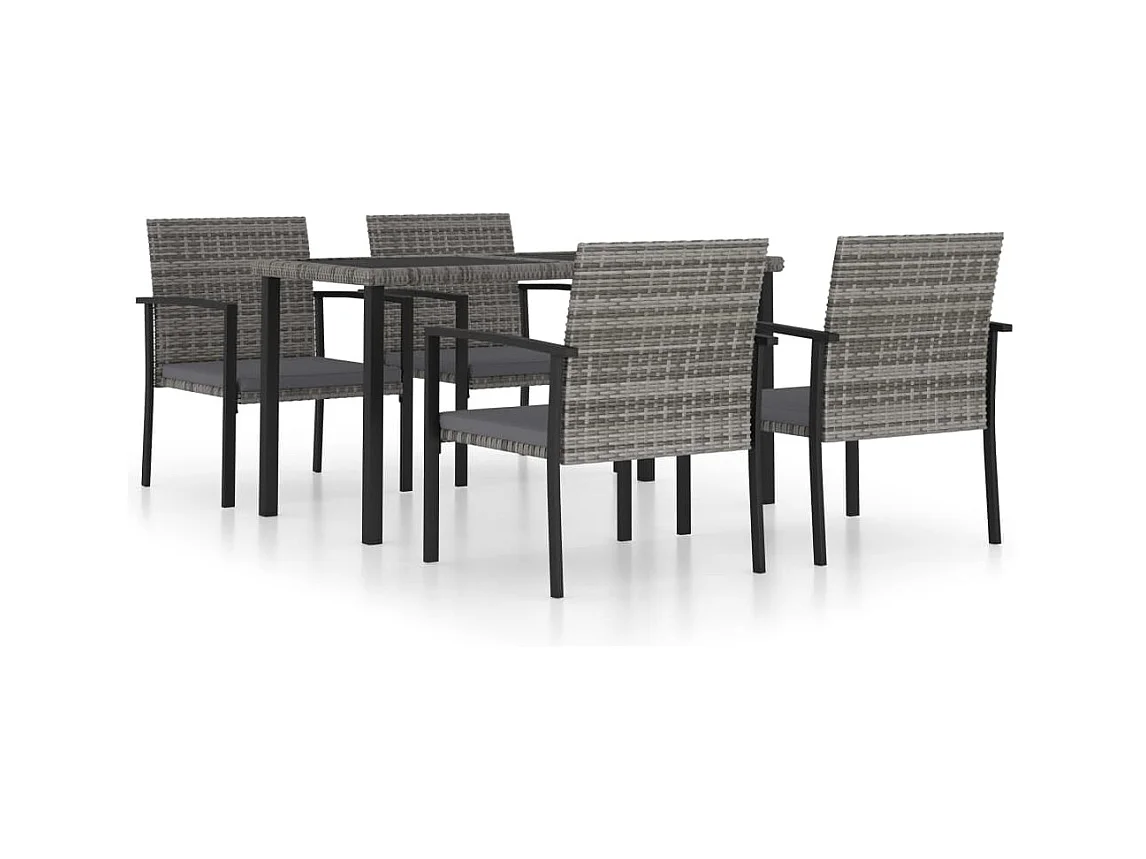 Tue  5-delige Tuinset poly rattan grijs
