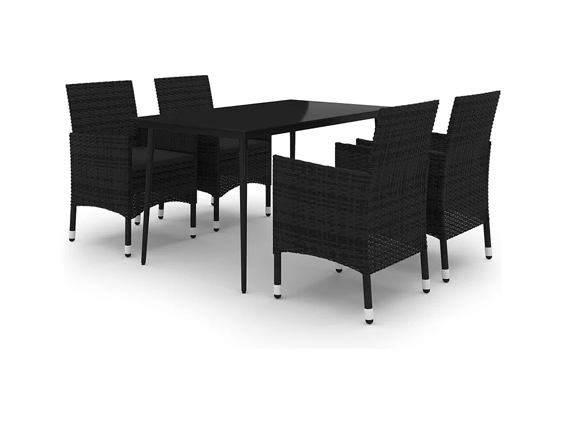 Carlinville  Ensemble à manger de jardin coussins 5 pcs Résine tressée Verre