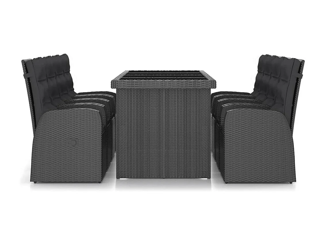 Doulough  Ensemble à manger d'extérieur 9pcs coussins résine tressée noir