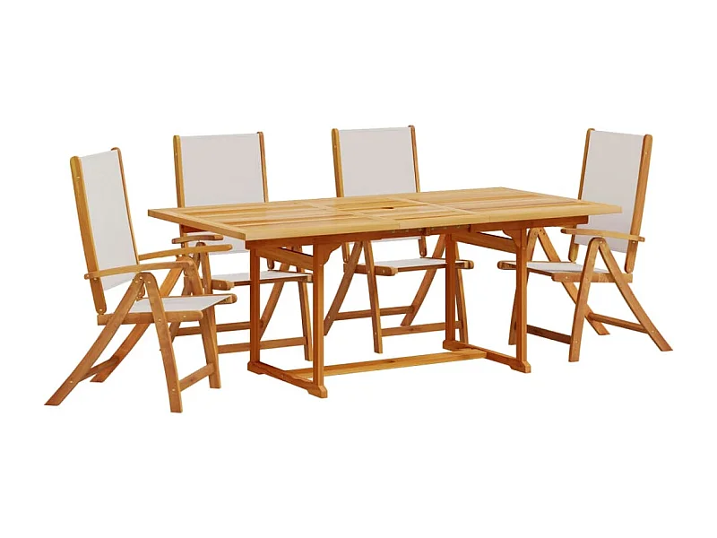 Yljo  Ensemble à manger de jardin 5pcs bois d'acacia solide textilène