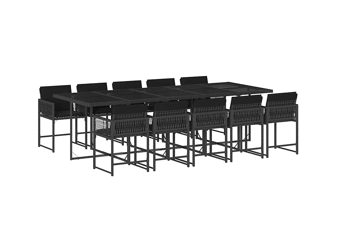 Sharif  11-delige Tuinset met kussens poly rattan zwart