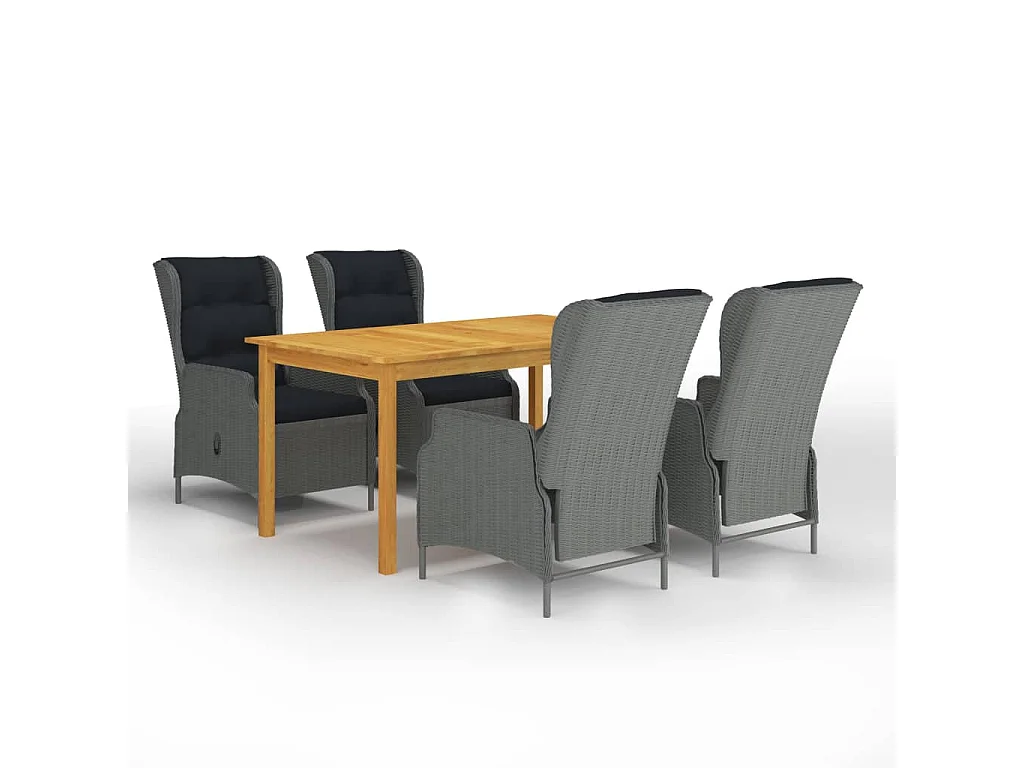 Rémi  Ensemble à manger de jardin 5 pcs Gris clair