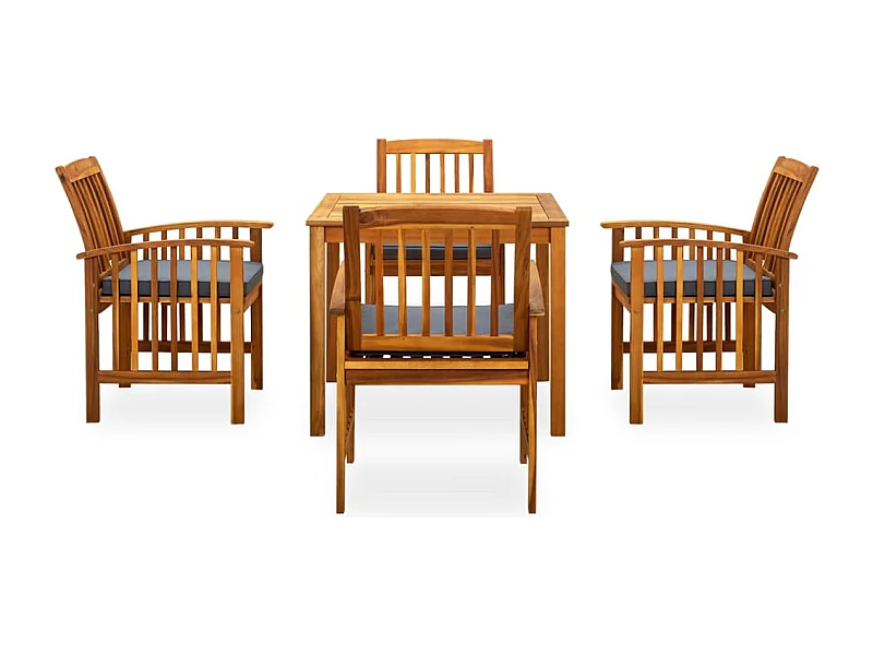 Skovil  Set comedor de jardín 5 pzas y cojines madera maciza de acacia