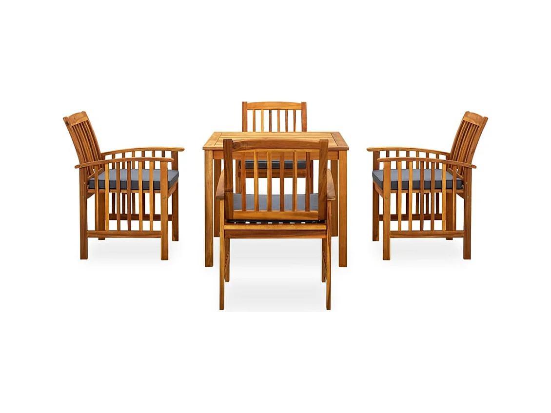 Skovil  Ensemble à manger de jardin 5 pcs avec coussins Acacia solide