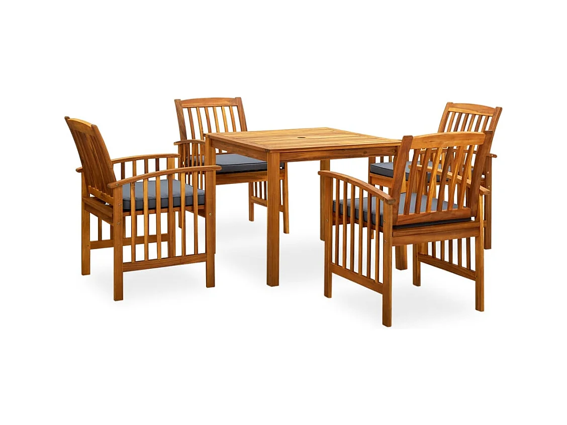 Skovil  Ensemble à manger de jardin 5 pcs avec coussins Acacia solide
