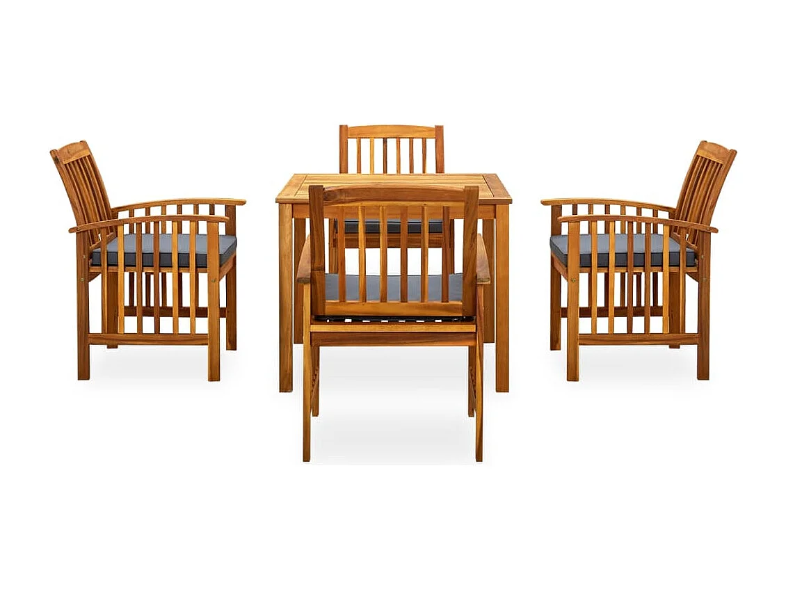 Skovil  Ensemble à manger de jardin 5 pcs avec coussins Acacia solide